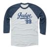 500 LEVEL Aaron Judge 3/4 Sleeve T-Shirt (Baseball Tee, XXX-Large, Indigo/Ash) - Aaron Judge Script B view 1