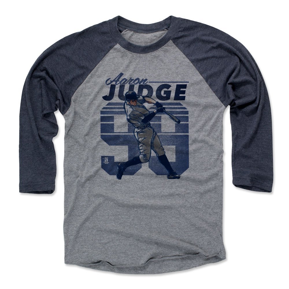500 LEVEL Aaron Judge 3/4 Sleeve T-Shirt (Baseball Tee, XXX-Large, Navy/Heather Gray) - Aaron Judge Retro B