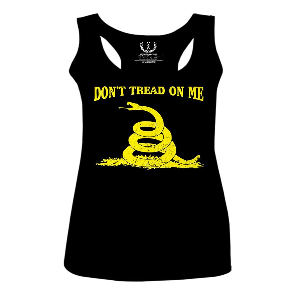 0024. American Don't Tread ON ME Military Combat United State Patriotic Style Women's Tank Top Racerback (Black, Large)