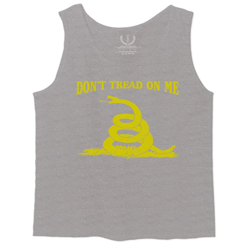 0024. American Don't Tread ON ME Military Combat United State Patriotic Style Men's Tank Top (Light Gray X-Large)