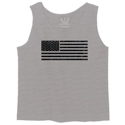 0023. United States of America Vintage American Flag USA us Military Patriotic Style Men's Tank Top (Light Gray Large)