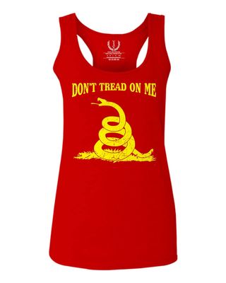 0024. American Don't Tread ON ME Military Combat United State Patriotic Style Women's Tank Top Racerback (Red, Large)