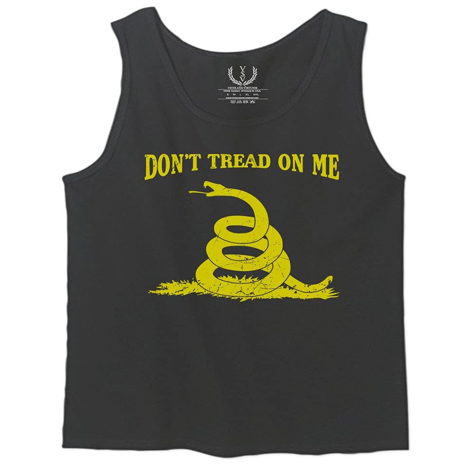 0024. American Don't Tread ON ME Military Combat United State Patriotic Style Men's Tank Top (Charcoal, Small)