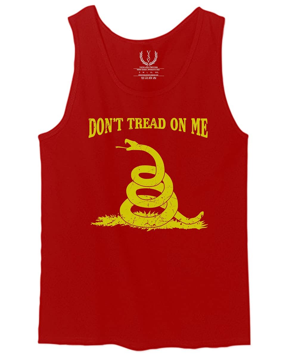 0024. American Don't Tread ON ME Military Combat United State Patriotic Style Men's Tank Top (Red, Medium)
