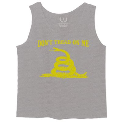 0024. American Don't Tread ON ME Military Combat United State Patriotic Style Men's Tank Top (Light Gray Large)