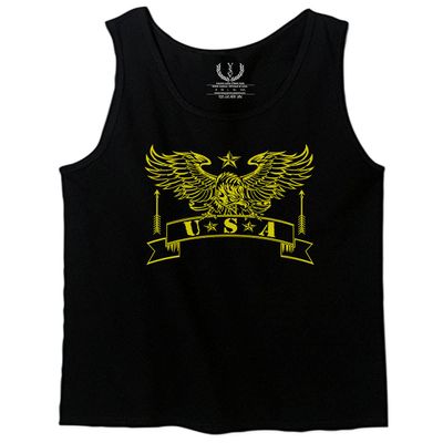 0027. USA Military Eagle American Proud United States of America US Patriotic Style Men's Tank Top (Black, Small)