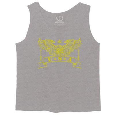 0027. USA Military Eagle American Proud United States of America US Patriotic Style Men's Tank Top (Light Gray Large)
