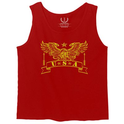 0027. USA Military Eagle American Proud United States of America US Patriotic Style Men's Tank Top (Red, Small)