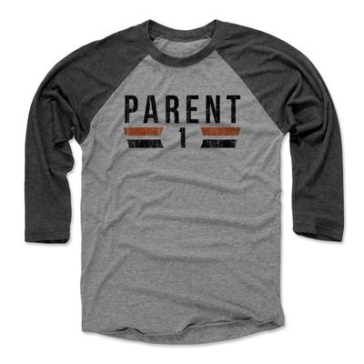 500 LEVEL Bernie Parent Tee Shirt (Baseball Tee, XXX-Large, Black/Heather Gray) - Bernie Parent Font K