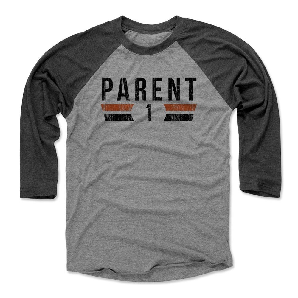 500 LEVEL Bernie Parent Tee Shirt (Baseball Tee, XXX-Large, Black/Heather Gray) - Bernie Parent Font K