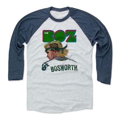 500 LEVEL Brian Bosworth Neon G 3/4 Sleeve T-Shirt (Indigo/Ash, X-Large)