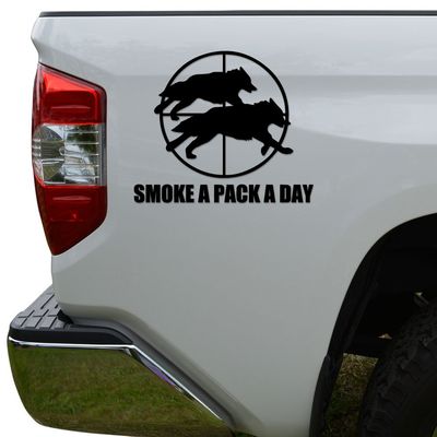 Rosie Decals Smoke A Pack A Day Wolf Hunting Die Cut Vinyl Decal Sticker For Car Truck Motorcycle Window Bumper Wall Decor Size- [20 inch/50 cm] Wide Color- Gloss White