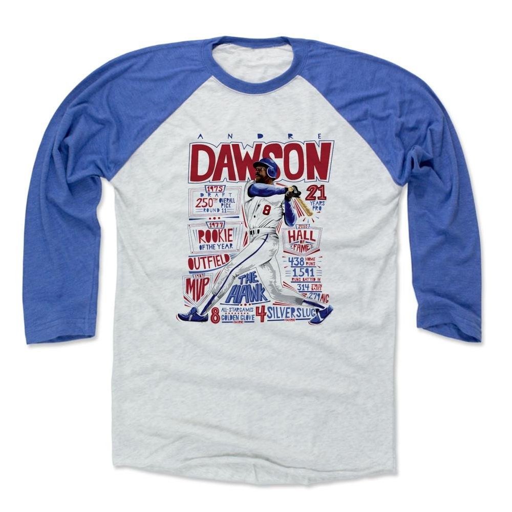 500 LEVEL Andre Dawson Baseball Shirt XXX-Large Royal/Ash - Vintage Chicago Cubs Fan Apparel - Andre Dawson Stats B