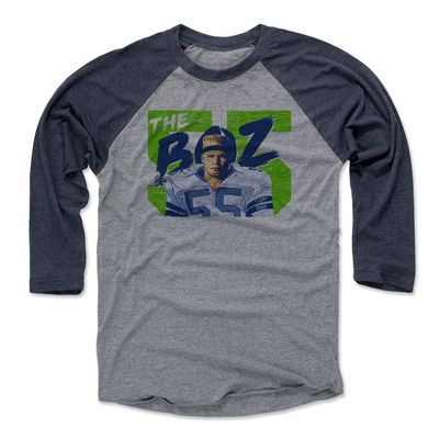 500 LEVEL Brian Bosworth Number B 3/4 Sleeve T-Shirt (Navy/Heather Gray, XXX-Large)