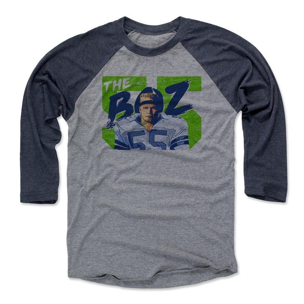 500 LEVEL Brian Bosworth Number B 3/4 Sleeve T-Shirt (Navy/Heather Gray, XXX-Large)