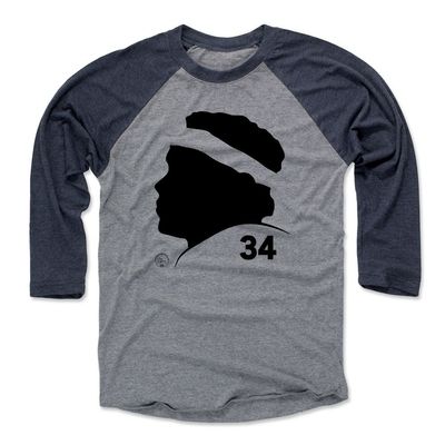 500 LEVEL Walter Payton 3/4 Sleeve T-Shirt (Baseball Tee, X-Large, Navy/Heather Gray) - Walter Payton Silhouette