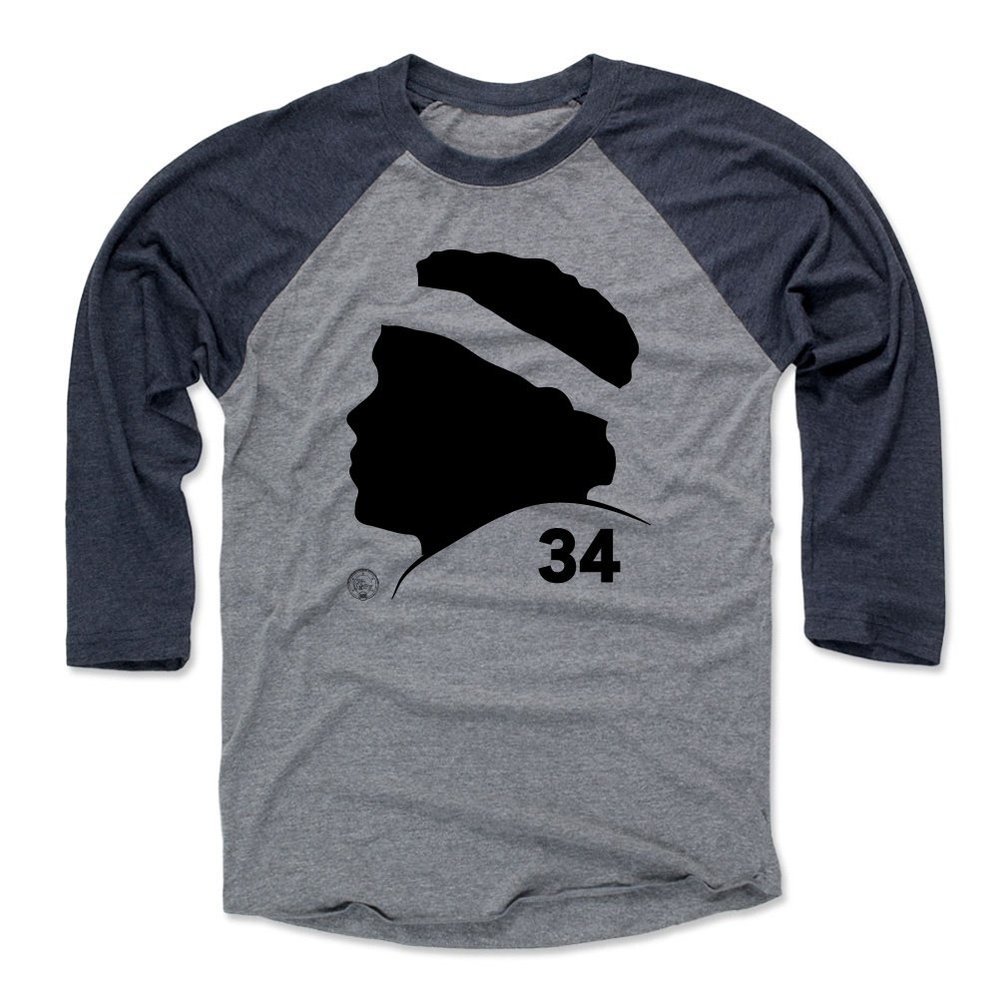 500 LEVEL Walter Payton 3/4 Sleeve T-Shirt (Baseball Tee, X-Large, Navy/Heather Gray) - Walter Payton Silhouette
