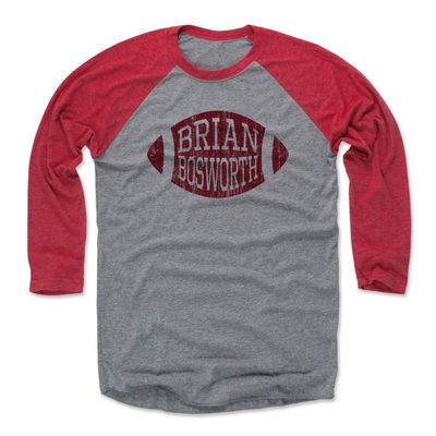 500 LEVEL Brian Bosworth 3/4 Sleeve T-Shirt (Baseball Tee, XXX-Large, Red/Heather Gray) - Brian Bosworth Football R