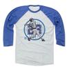 500 LEVEL Ryne Sandberg 3/4 Sleeve T-Shirt (Baseball Tee, Small, Royal/Ash) - Ryne Sandberg Sketch Ryno B view 1