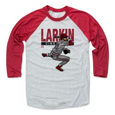 500 LEVEL Barry Larkin 3/4 Sleeve T-Shirt (Baseball Tee, XXX-Large, Red/Ash) - Barry Larkin Sketch R