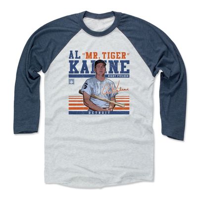 500 LEVEL Al Kaline 3/4 Sleeve T-Shirt (Baseball Tee, XXX-Large, Indigo/Ash) - Al Kaline Sport B