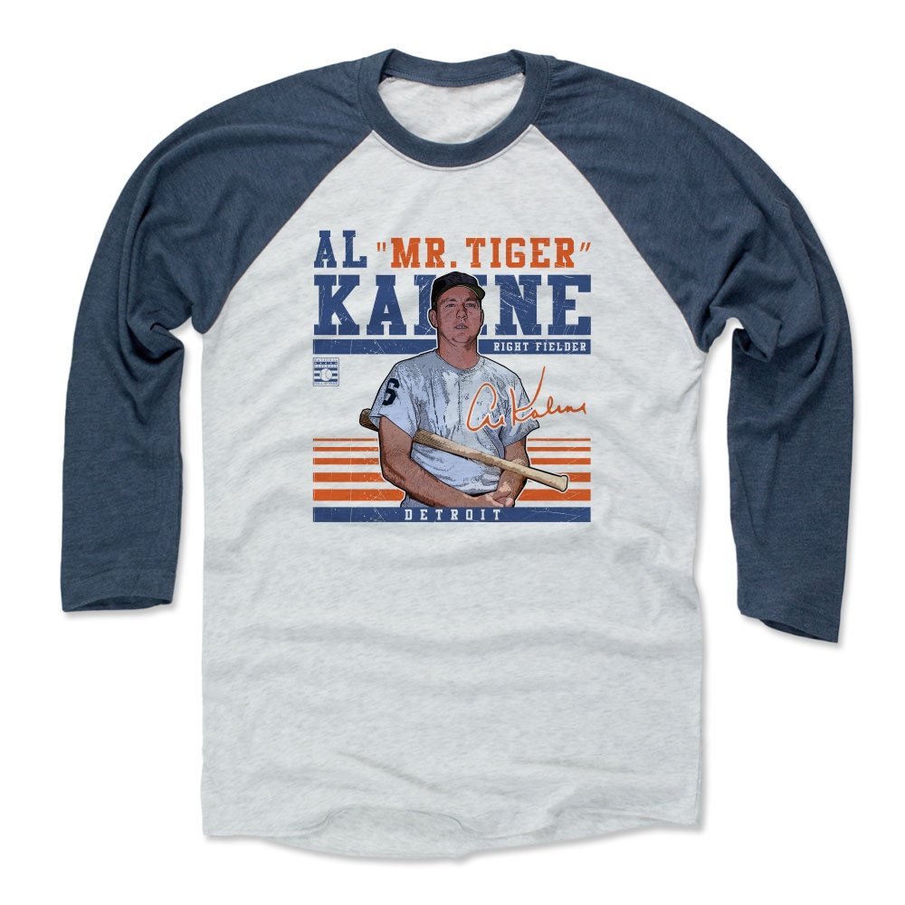 500 LEVEL Al Kaline 3/4 Sleeve T-Shirt (Baseball Tee, XXX-Large, Indigo/Ash) - Al Kaline Sport B