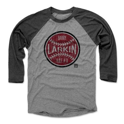 500 LEVEL Barry Larkin 3/4 Sleeve T-Shirt (Baseball Tee, XXX-Large, Black/Heather Gray) - Barry Larkin Ball R