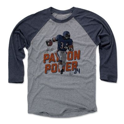 500 LEVEL Walter Payton 3/4 Sleeve T-Shirt (Baseball Tee, XXX-Large, Navy/Heather Gray) - Walter Payton Power Runner
