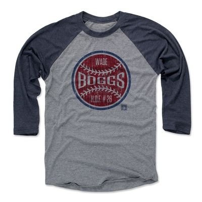 500 LEVEL Wade Boggs 3/4 Sleeve T-Shirt (Baseball Tee, XXX-Large, Navy/Heather Gray) - Wade Boggs Ball R
