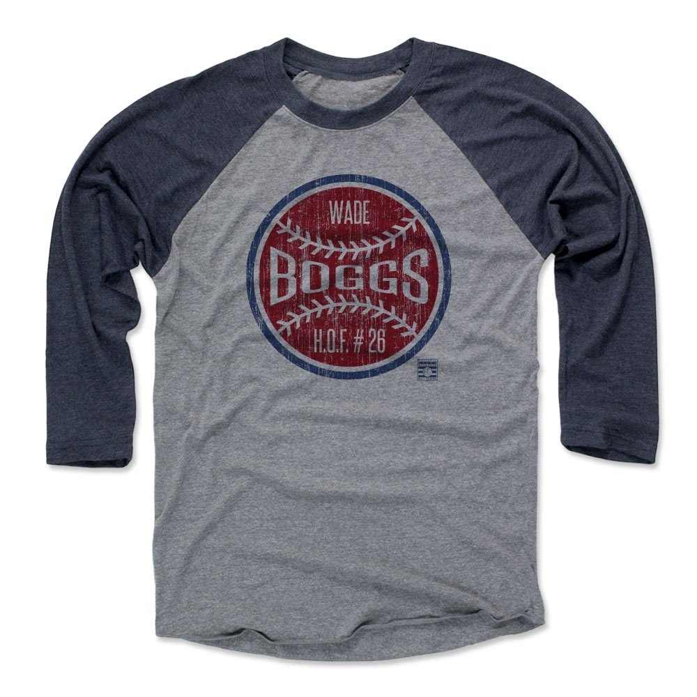500 LEVEL Wade Boggs 3/4 Sleeve T-Shirt (Baseball Tee, XXX-Large, Navy/Heather Gray) - Wade Boggs Ball R