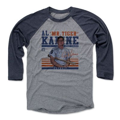 500 LEVEL Al Kaline 3/4 Sleeve T-Shirt (Baseball Tee, XXX-Large, Navy/Heather Gray) - Al Kaline Sport B