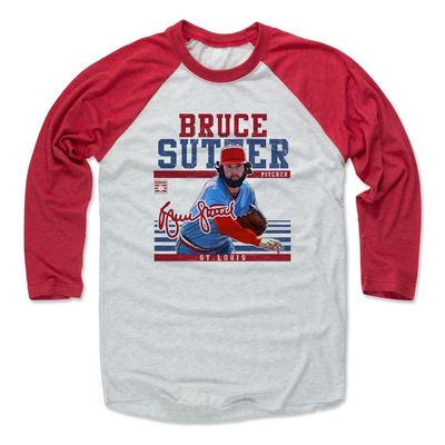 500 LEVEL Bruce Sutter 3/4 Sleeve T-Shirt (Baseball Tee, XXX-Large, Red/Ash) - Bruce Sutter Sport R