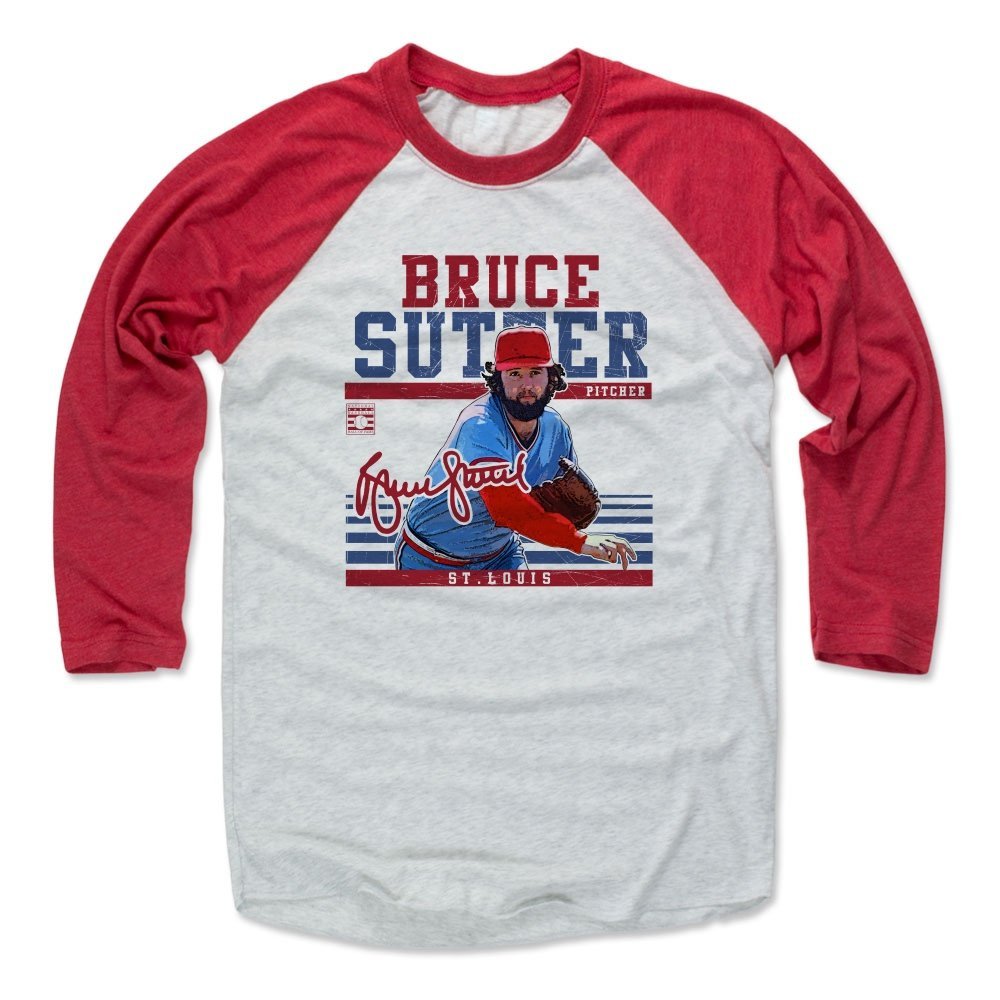 500 LEVEL Bruce Sutter 3/4 Sleeve T-Shirt (Baseball Tee, XXX-Large, Red/Ash) - Bruce Sutter Sport R