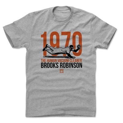 500 LEVEL Brooks Robinson Shirt (Cotton, XX-Large, Heather Gray) - Brooks Robinson Catch O