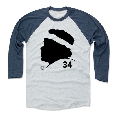 500 LEVEL Walter Payton 3/4 Sleeve T-Shirt (Baseball Tee, Small, Indigo/Ash) - Walter Payton Silhouette
