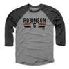 500 LEVEL Brooks Robinson 3/4 Sleeve T-Shirt (Baseball Tee, XXX-Large, Black/Heather Gray) - Brooks Robinson Font K view 1