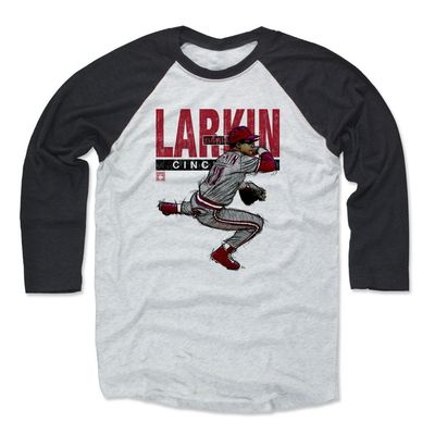 500 LEVEL Barry Larkin 3/4 Sleeve T-Shirt (Baseball Tee, Small, Black/Ash) - Barry Larkin Sketch R