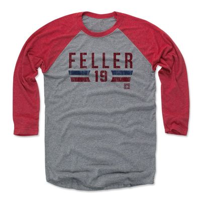 500 LEVEL Bob Feller Tee Shirt (Baseball Tee, XXX-Large, Red/Heather Gray) - Bob Feller Font R