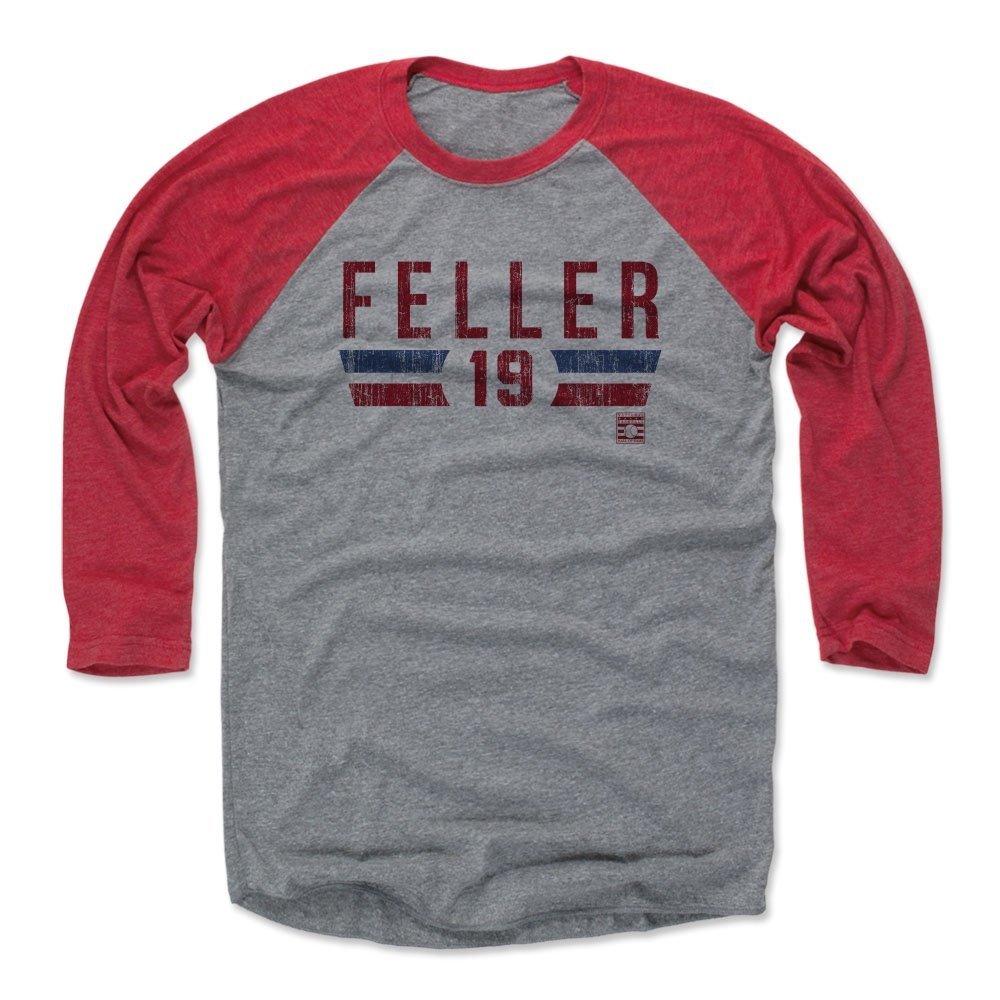 500 LEVEL Bob Feller Tee Shirt (Baseball Tee, XXX-Large, Red/Heather Gray) - Bob Feller Font R