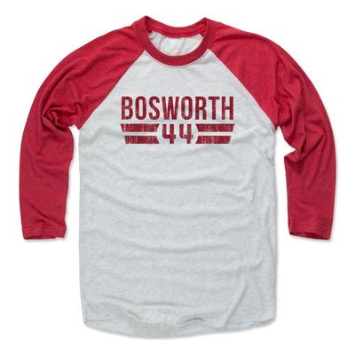 500 LEVEL Brian Bosworth Baseball Shirt XXX-Large Red/Ash - Vintage Oklahoma Hockey Fan Apparel - Brian Bosworth Font R