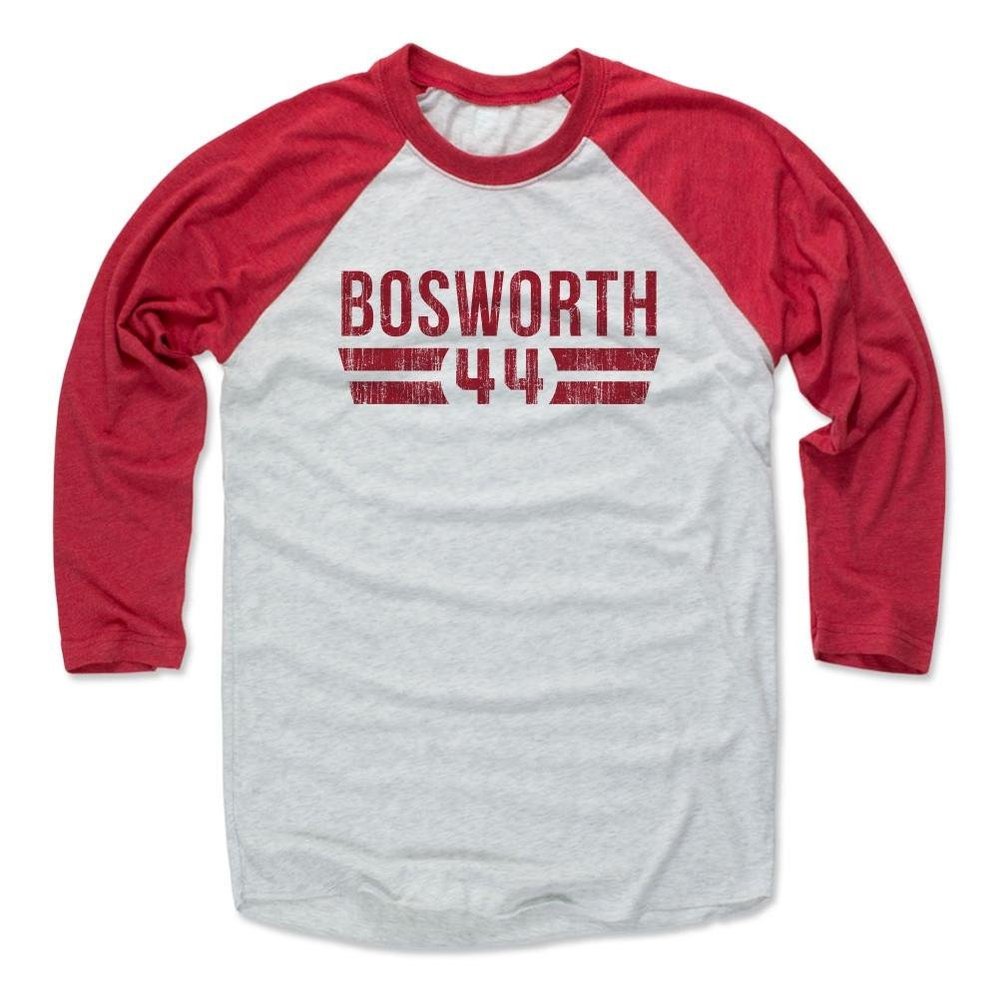 500 LEVEL Brian Bosworth Baseball Shirt XXX-Large Red/Ash - Vintage Oklahoma Hockey Fan Apparel - Brian Bosworth Font R