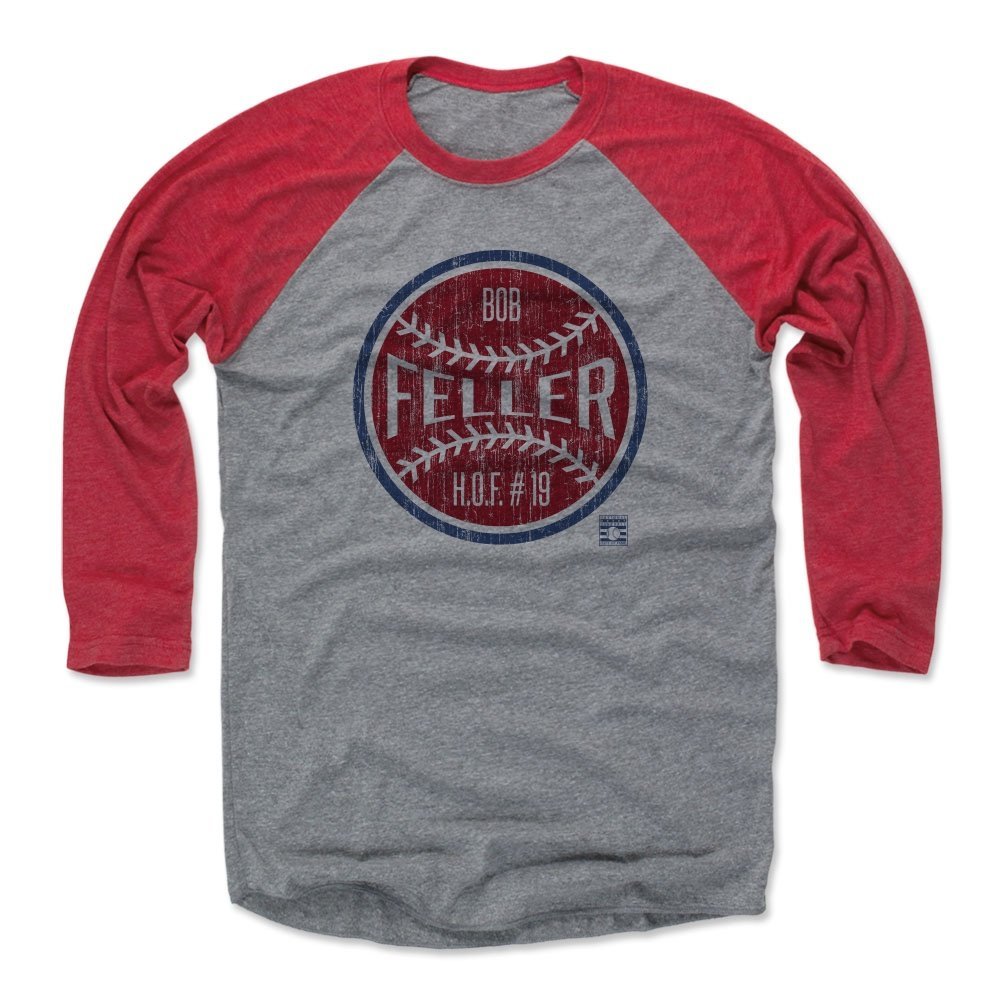 500 LEVEL Bob Feller Tee Shirt (Baseball Tee, X-Large, Red/Heather Gray) - Bob Feller Ball R