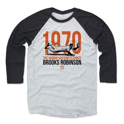 500 LEVEL Brooks Robinson 3/4 Sleeve T-Shirt (Baseball Tee, Large, Black/Ash) - Brooks Robinson Catch O