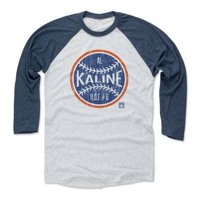 500 LEVEL Al Kaline 3/4 Sleeve T-Shirt (Baseball Tee, XXX-Large, Indigo/Ash) - Al Kaline Ball B