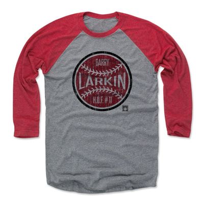 500 LEVEL Barry Larkin 3/4 Sleeve T-Shirt (Baseball Tee, XXX-Large, Red/Heather Gray) - Barry Larkin Ball R