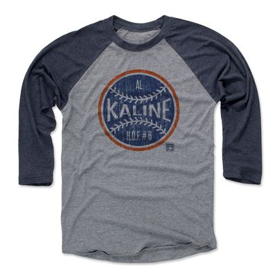 500 LEVEL Al Kaline 3/4 Sleeve T-Shirt (Baseball Tee, XXX-Large, Navy/Heather Gray) - Al Kaline Ball B