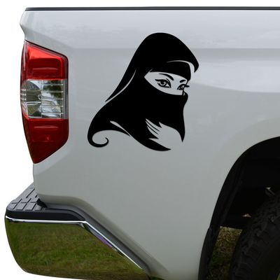 Rosie Decals Woman Veil Muslim Die Cut Vinyl Decal Sticker For Car Truck Motorcycle Window Bumper Wall Decor Size- [6 inch/15 cm] Tall Color- Gloss White