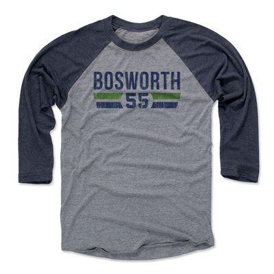 500 LEVEL Brian Bosworth Font B 3/4 Sleeve T-Shirt (Navy/Heather Gray, XXX-Large)