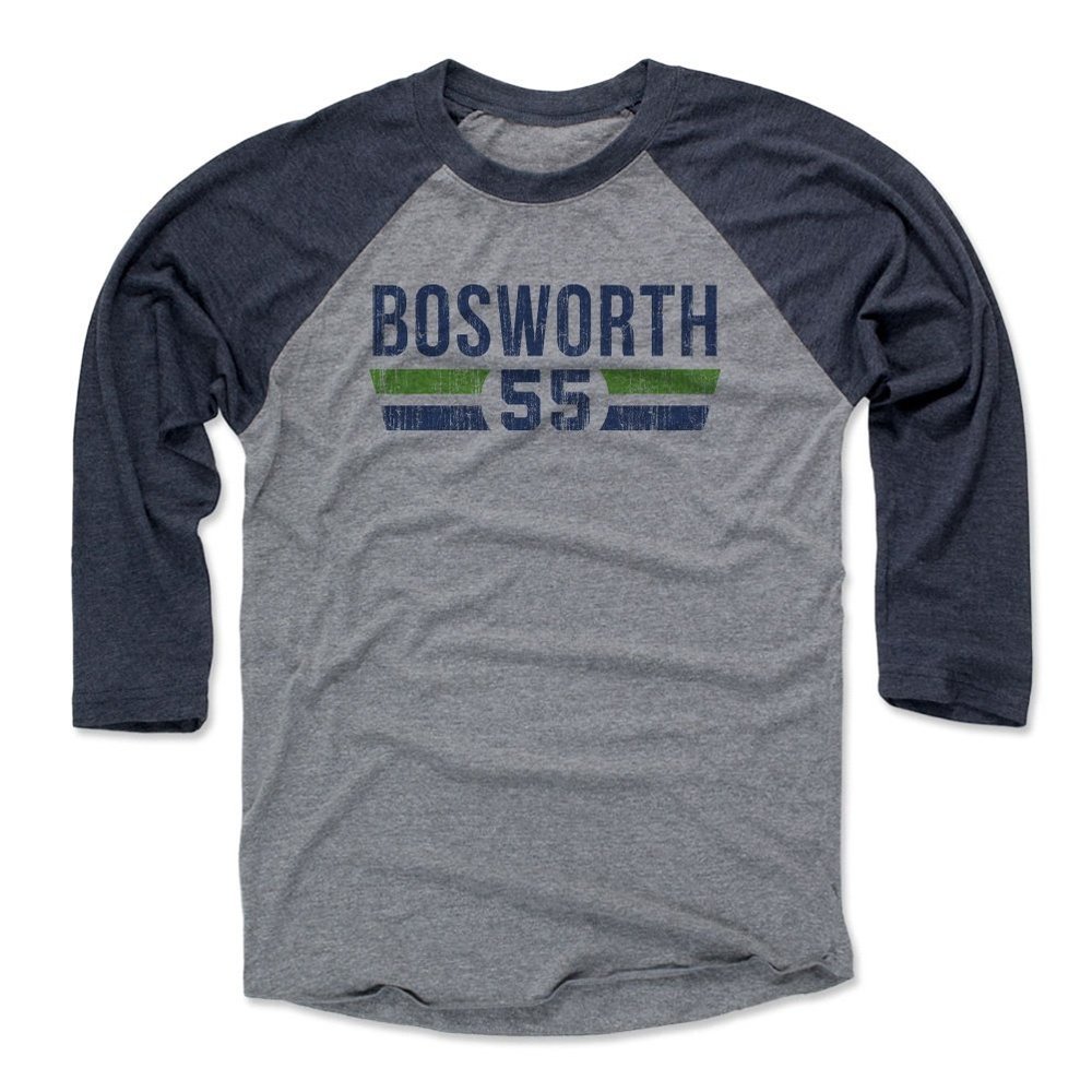 500 LEVEL Brian Bosworth Font B 3/4 Sleeve T-Shirt (Navy/Heather Gray, XXX-Large)