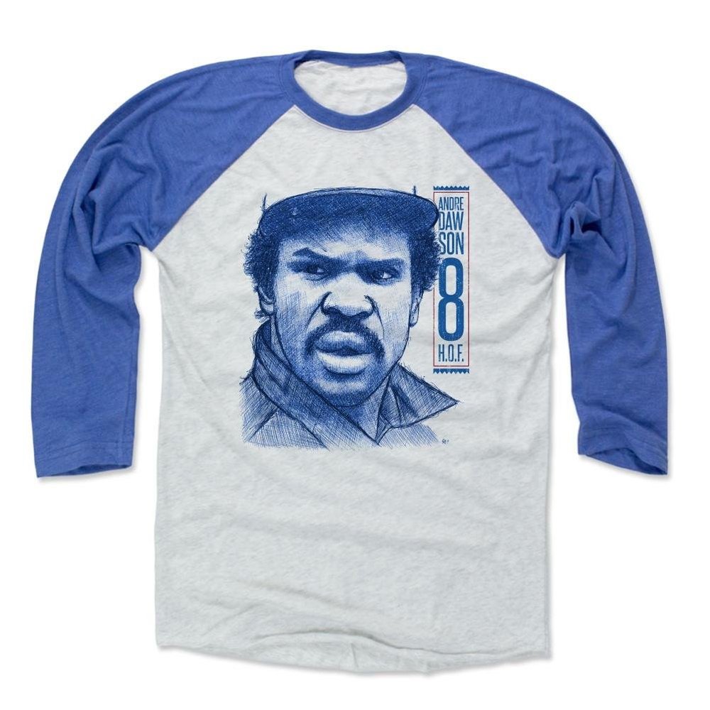 500 LEVEL Andre Dawson Baseball Shirt X-Large Royal/Ash - Vintage Chicago Baseball Fan Apparel - Andre Dawson Sketch B